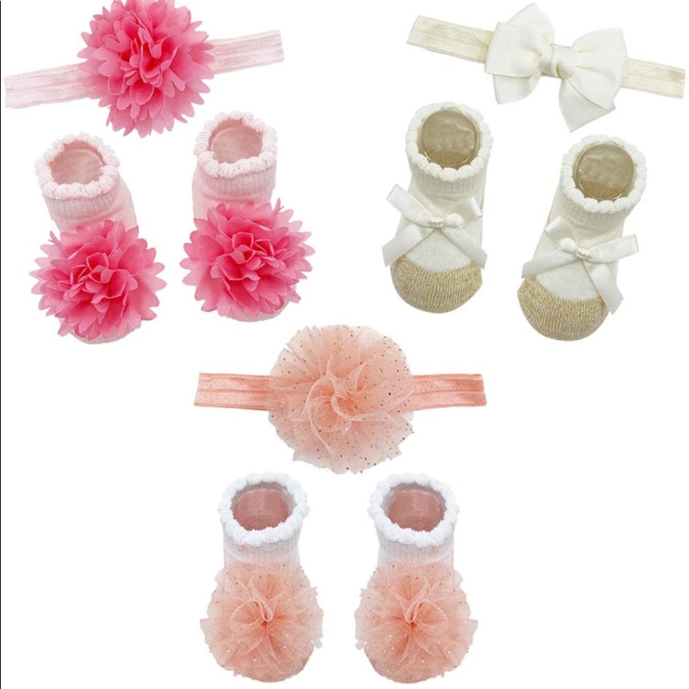 NWOT Ava & Olivia Bow Headbands and Sock Set